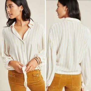 Anthropologie  Striped Button Down Waist Tie Sz 12